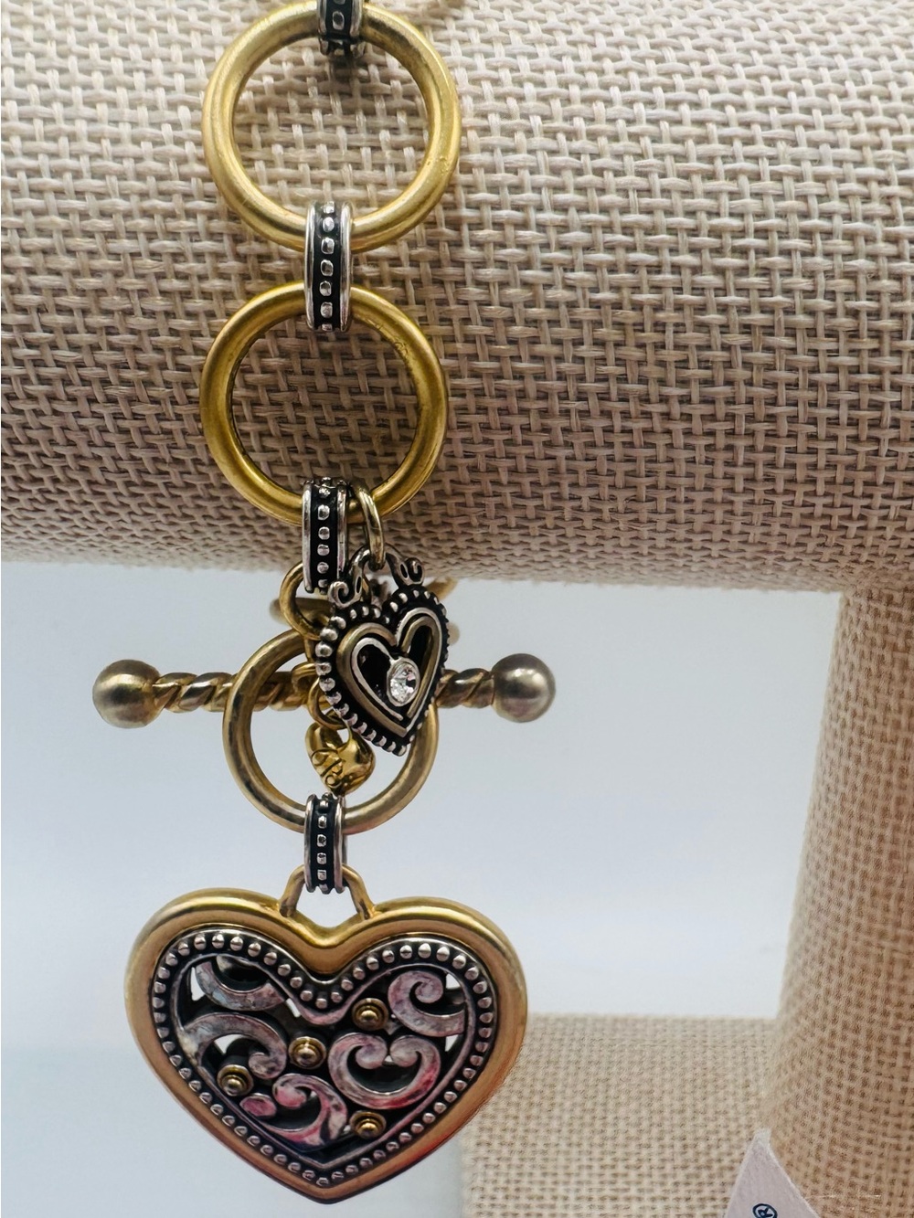 Brighton Two-Tone Heart Drop link bracelet earrings - Gold & Silver